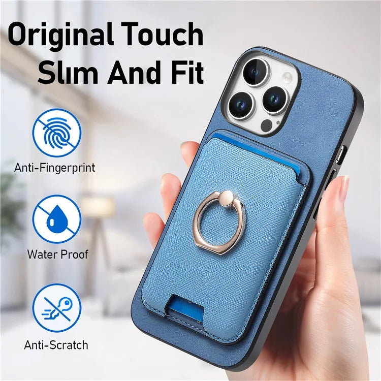 For iPhone 16 Pro Max Magnetic Case Leather+TPU Phone Cover Detachable Card Bag