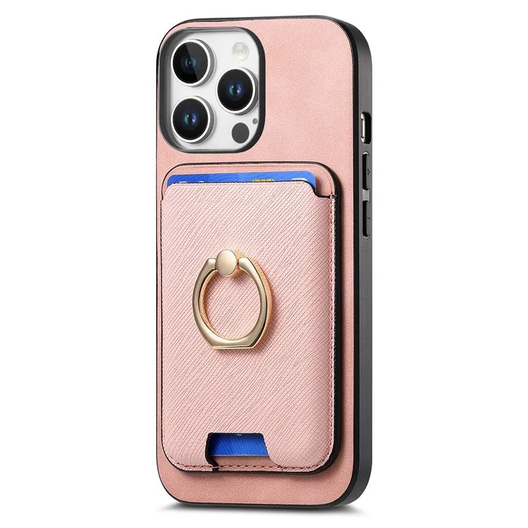 For iPhone 16 Pro Max Magnetic Case Leather+TPU Phone Cover Detachable Card Bag