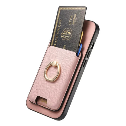 For iPhone 16 Pro Max Magnetic Case Leather+TPU Phone Cover Detachable Card Bag