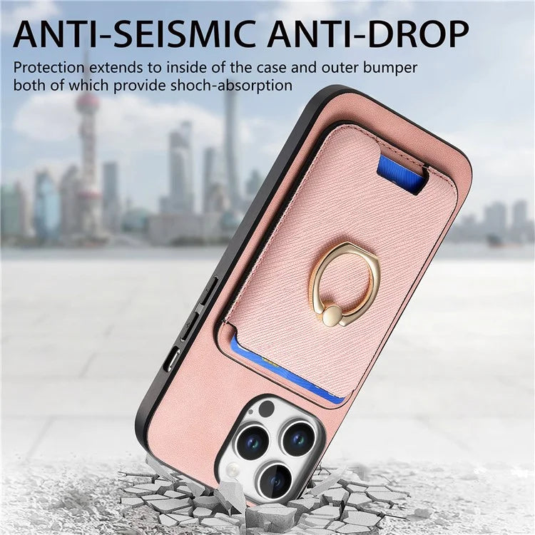For iPhone 16 Pro Max Magnetic Case Leather+TPU Phone Cover Detachable Card Bag