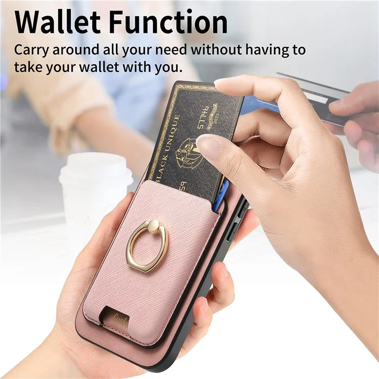 For iPhone 16 Pro Max Magnetic Case Leather+TPU Phone Cover Detachable Card Bag