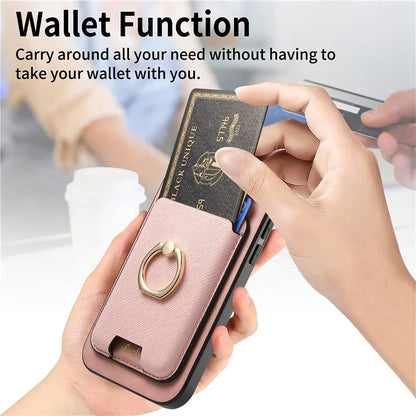 For iPhone 16 Pro Max Magnetic Case Leather+TPU Phone Cover Detachable Card Bag