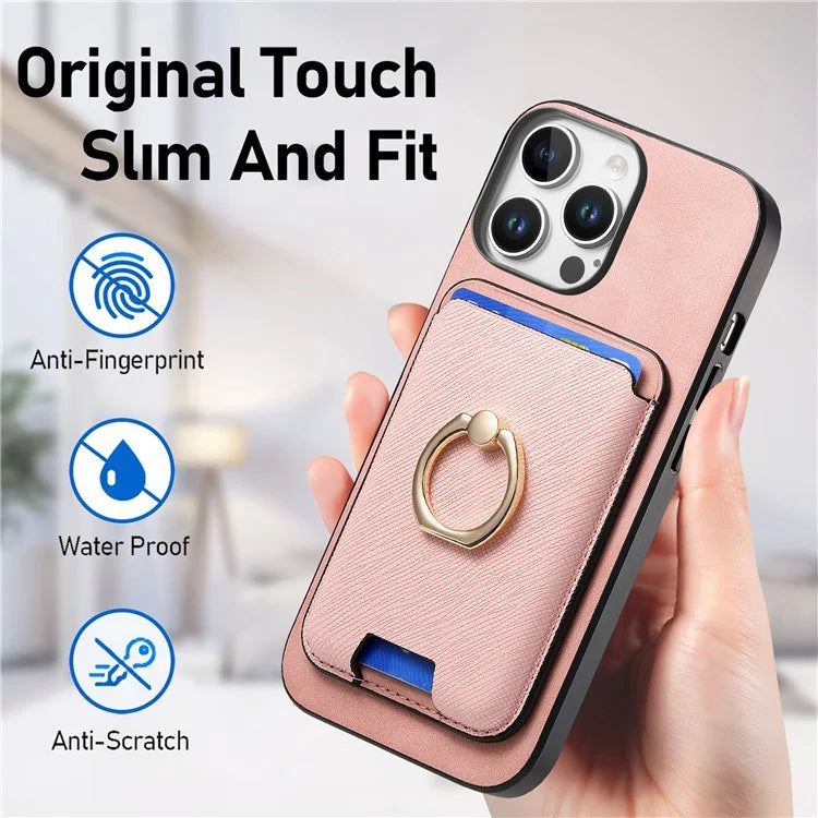 For iPhone 16 Pro Max Magnetic Case Leather+TPU Phone Cover Detachable Card Bag