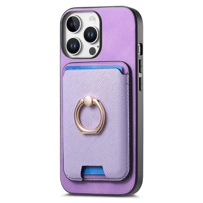 For iPhone 16 Pro Max Magnetic Case Leather+TPU Phone Cover Detachable Card Bag