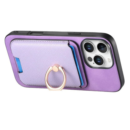 For iPhone 16 Pro Max Magnetic Case Leather+TPU Phone Cover Detachable Card Bag