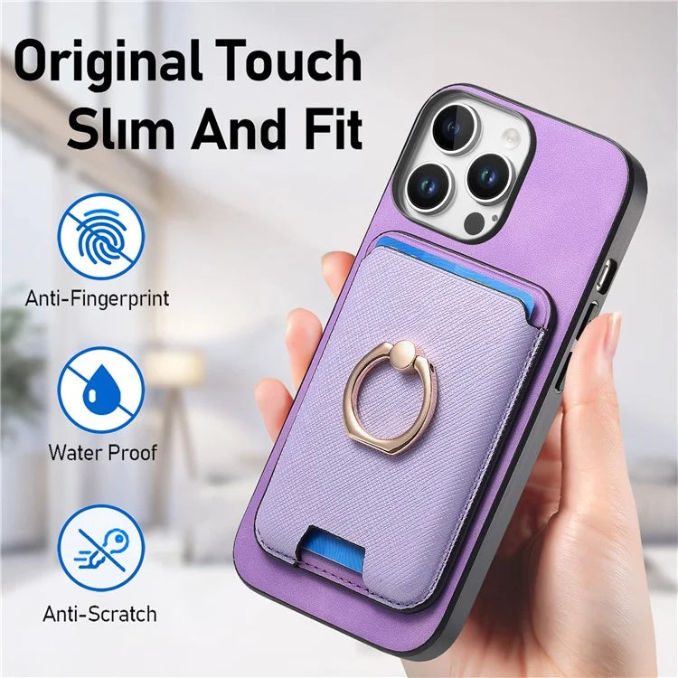 For iPhone 16 Pro Max Magnetic Case Leather+TPU Phone Cover Detachable Card Bag