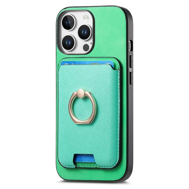 For iPhone 16 Pro Max Magnetic Case Leather+TPU Phone Cover Detachable Card Bag