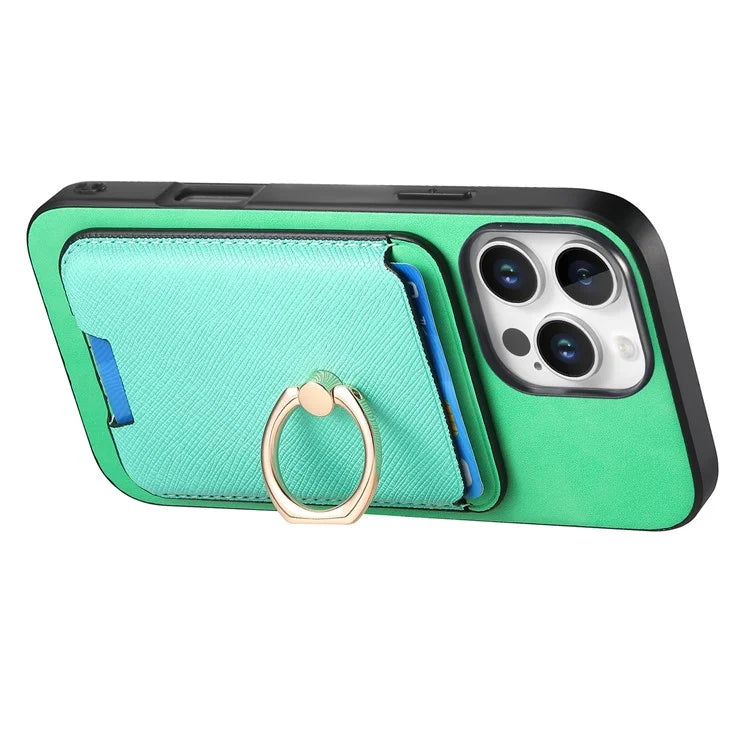 For iPhone 16 Pro Max Magnetic Case Leather+TPU Phone Cover Detachable Card Bag