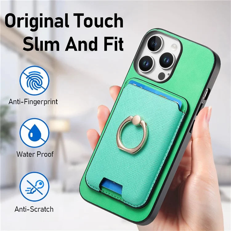 For iPhone 16 Pro Max Magnetic Case Leather+TPU Phone Cover Detachable Card Bag