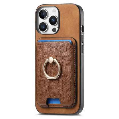 For iPhone 16 Pro Max Magnetic Case Leather+TPU Phone Cover Detachable Card Bag