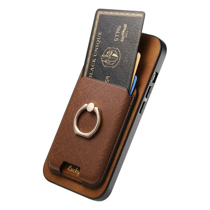 For iPhone 16 Pro Max Magnetic Case Leather+TPU Phone Cover Detachable Card Bag