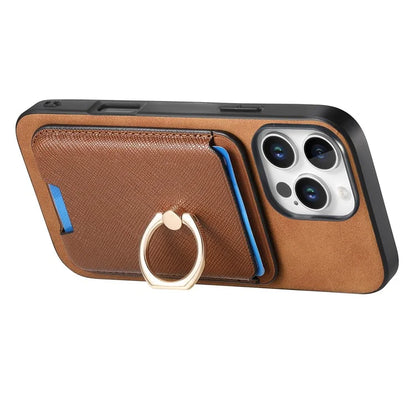 For iPhone 16 Pro Max Magnetic Case Leather+TPU Phone Cover Detachable Card Bag