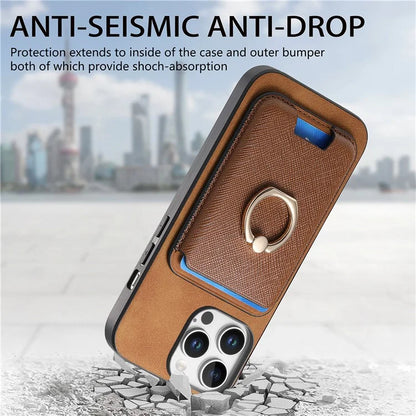For iPhone 16 Pro Max Magnetic Case Leather+TPU Phone Cover Detachable Card Bag