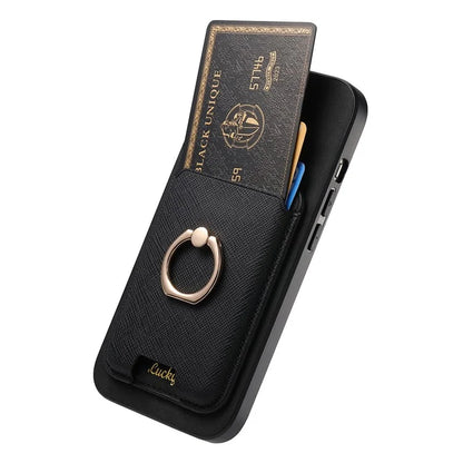 For iPhone 16 Pro Max Magnetic Case Leather+TPU Phone Cover Detachable Card Bag