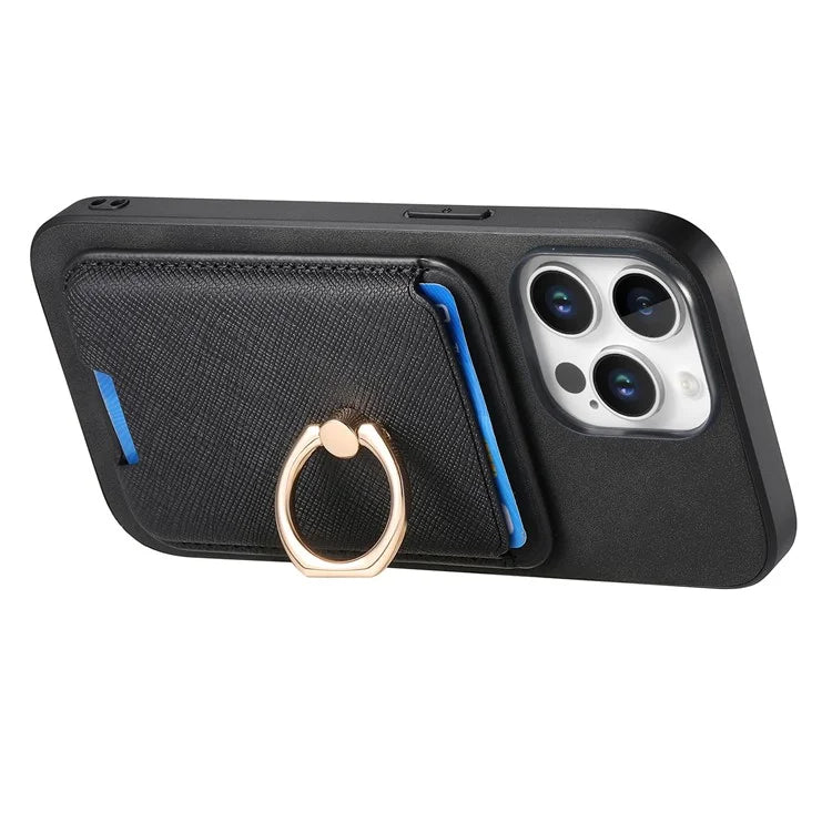 For iPhone 16 Pro Max Magnetic Case Leather+TPU Phone Cover Detachable Card Bag
