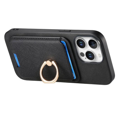 For iPhone 16 Pro Max Magnetic Case Leather+TPU Phone Cover Detachable Card Bag