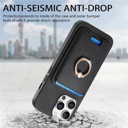 For iPhone 16 Pro Max Magnetic Case Leather+TPU Phone Cover Detachable Card Bag