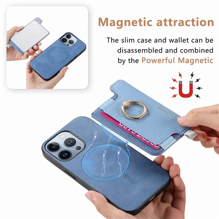 B5 For iPhone 16 Pro Max Case 2-in-1 Magnetic Detachable Card Holder Leather+TPU Phone Cover