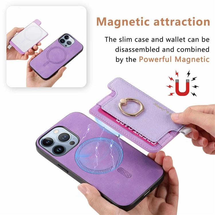 B5 For iPhone 16 Pro Max Case 2-in-1 Magnetic Detachable Card Holder Leather+TPU Phone Cover