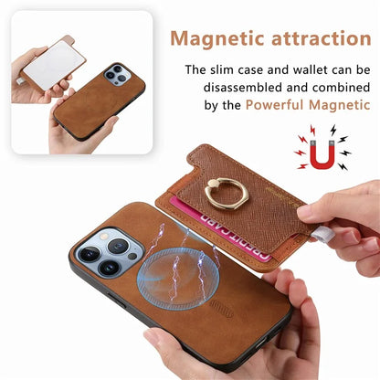 B5 For iPhone 16 Pro Max Case 2-in-1 Magnetic Detachable Card Holder Leather+TPU Phone Cover
