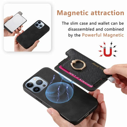 B5 For iPhone 16 Pro Max Case 2-in-1 Magnetic Detachable Card Holder Leather+TPU Phone Cover