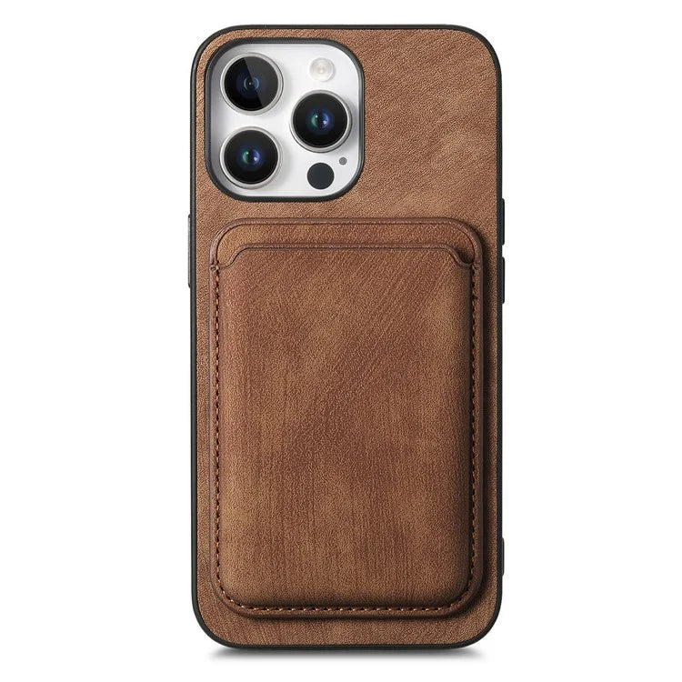 D12 For iPhone 16 Pro Max Case Leather+TPU Retro Phone Cover with Detachable Card Slot