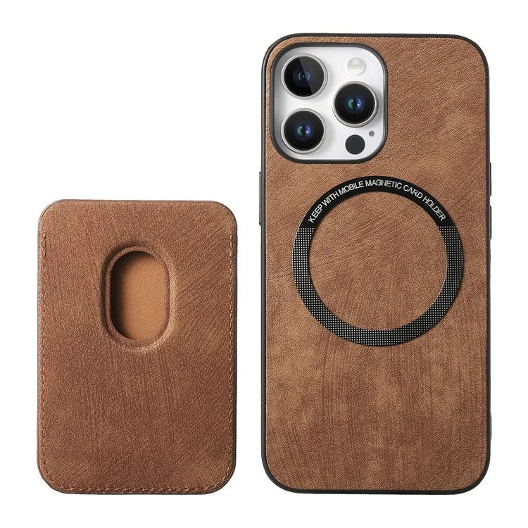 D12 For iPhone 16 Pro Max Case Leather+TPU Retro Phone Cover with Detachable Card Slot