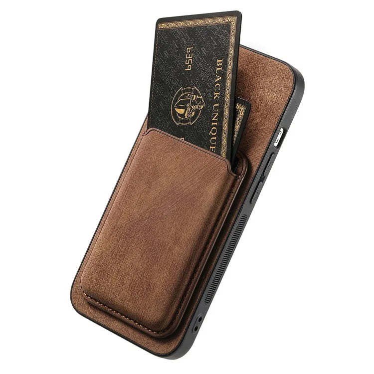 D12 For iPhone 16 Pro Max Case Leather+TPU Retro Phone Cover with Detachable Card Slot