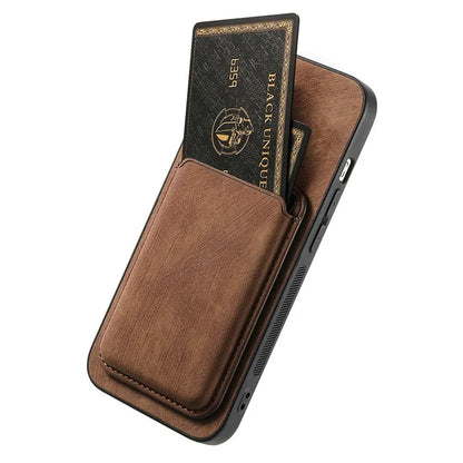 D12 For iPhone 16 Pro Max Case Leather+TPU Retro Phone Cover with Detachable Card Slot