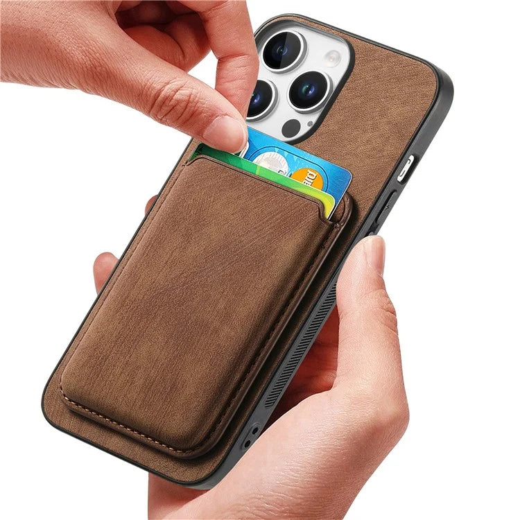 D12 For iPhone 16 Pro Max Case Leather+TPU Retro Phone Cover with Detachable Card Slot