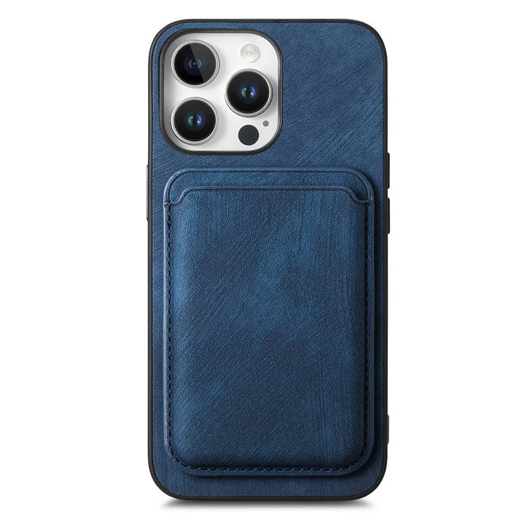 D12 For iPhone 16 Pro Max Case Leather+TPU Retro Phone Cover with Detachable Card Slot