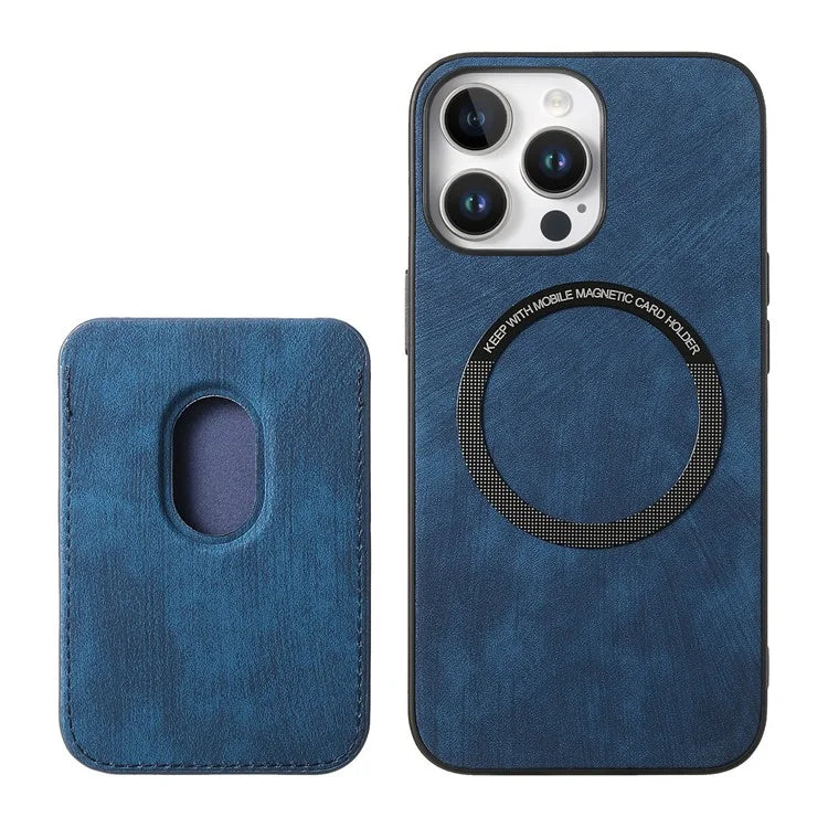 D12 For iPhone 16 Pro Max Case Leather+TPU Retro Phone Cover with Detachable Card Slot