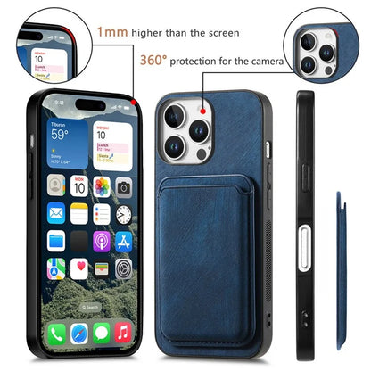D12 For iPhone 16 Pro Max Case Leather+TPU Retro Phone Cover with Detachable Card Slot