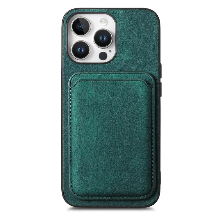 D12 For iPhone 16 Pro Max Case Leather+TPU Retro Phone Cover with Detachable Card Slot