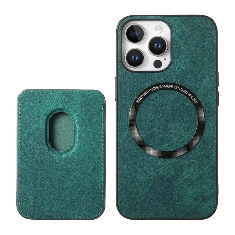 D12 For iPhone 16 Pro Max Case Leather+TPU Retro Phone Cover with Detachable Card Slot