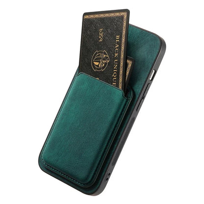 D12 For iPhone 16 Pro Max Case Leather+TPU Retro Phone Cover with Detachable Card Slot