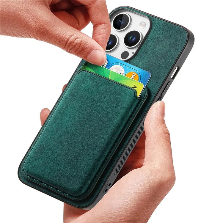 D12 For iPhone 16 Pro Max Case Leather+TPU Retro Phone Cover with Detachable Card Slot