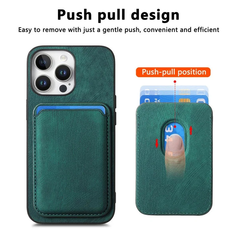 D12 For iPhone 16 Pro Max Case Leather+TPU Retro Phone Cover with Detachable Card Slot