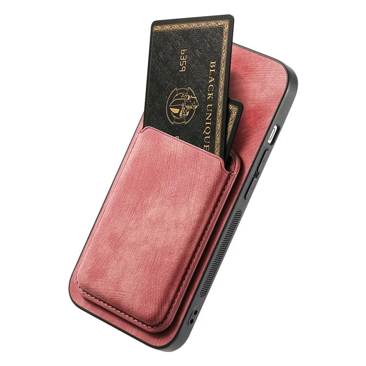 D12 For iPhone 16 Pro Max Case Leather+TPU Retro Phone Cover with Detachable Card Slot