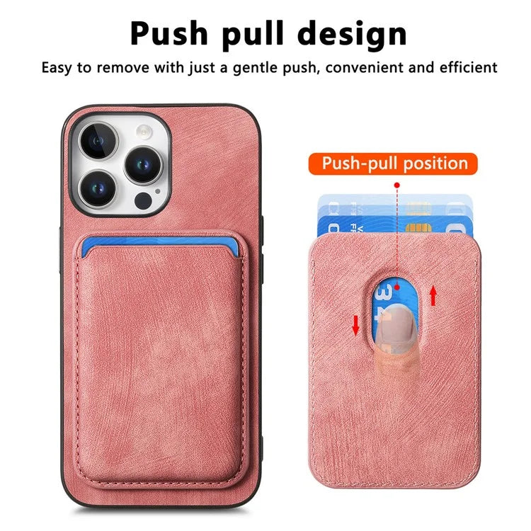 D12 For iPhone 16 Pro Max Case Leather+TPU Retro Phone Cover with Detachable Card Slot