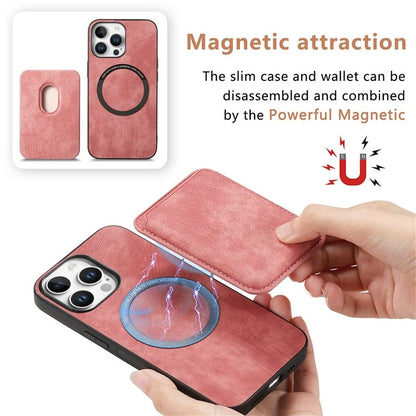 D12 For iPhone 16 Pro Max Case Leather+TPU Retro Phone Cover with Detachable Card Slot