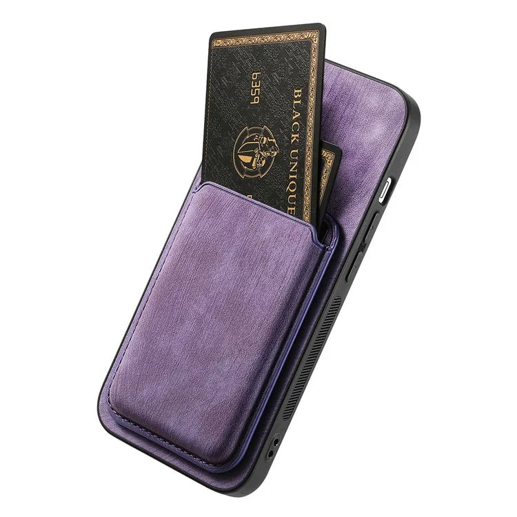 D12 For iPhone 16 Pro Max Case Leather+TPU Retro Phone Cover with Detachable Card Slot