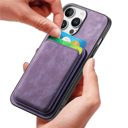 D12 For iPhone 16 Pro Max Case Leather+TPU Retro Phone Cover with Detachable Card Slot