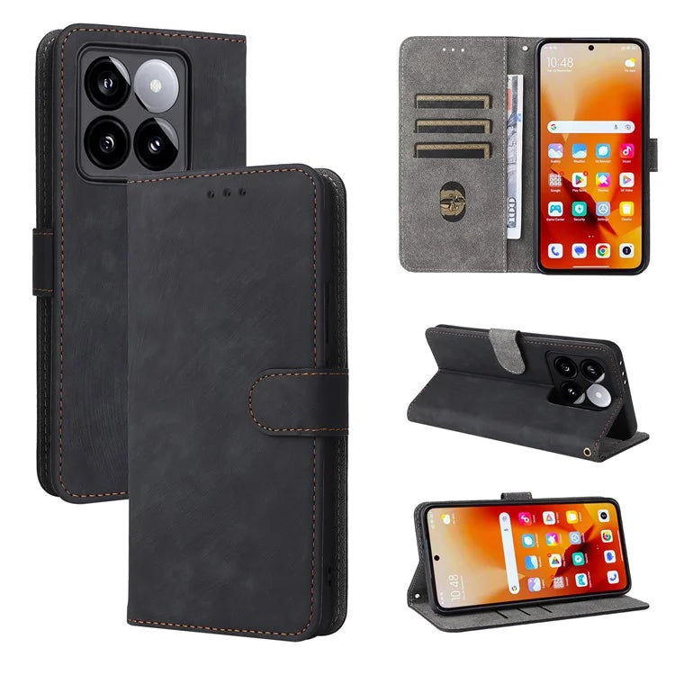 For Xiaomi 14T Wallet Case RFID Blocking PU Leather Cover Stand View