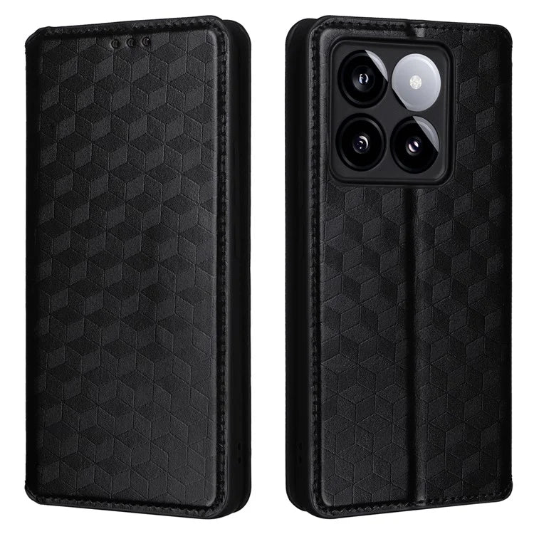 For Xiaomi 14T Wallet Case Rhombus Imprinted Leather Phone Cover