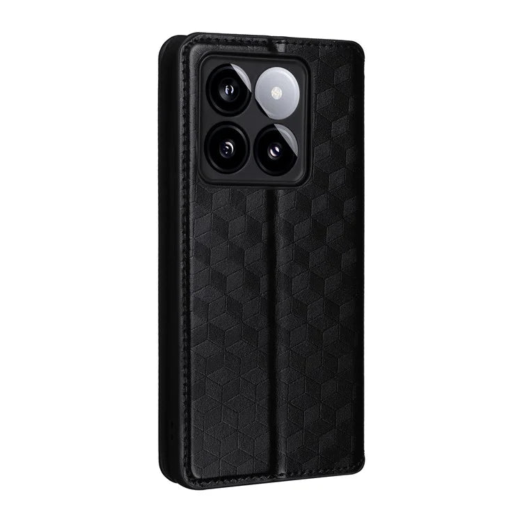 For Xiaomi 14T Wallet Case Rhombus Imprinted Leather Phone Cover