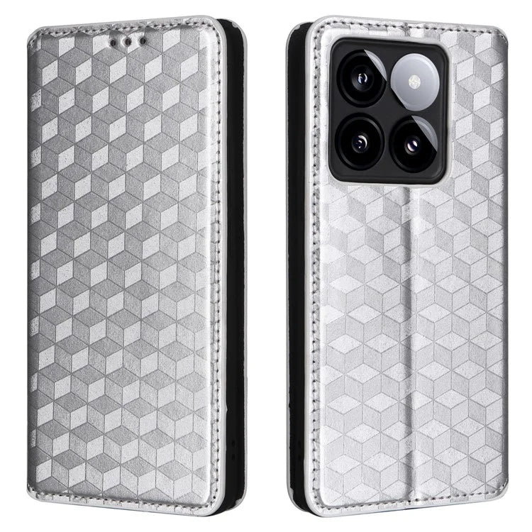 For Xiaomi 14T Wallet Case Rhombus Imprinted Leather Phone Cover
