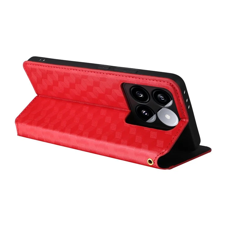 For Xiaomi 14T Wallet Case Rhombus Imprinted Leather Phone Cover