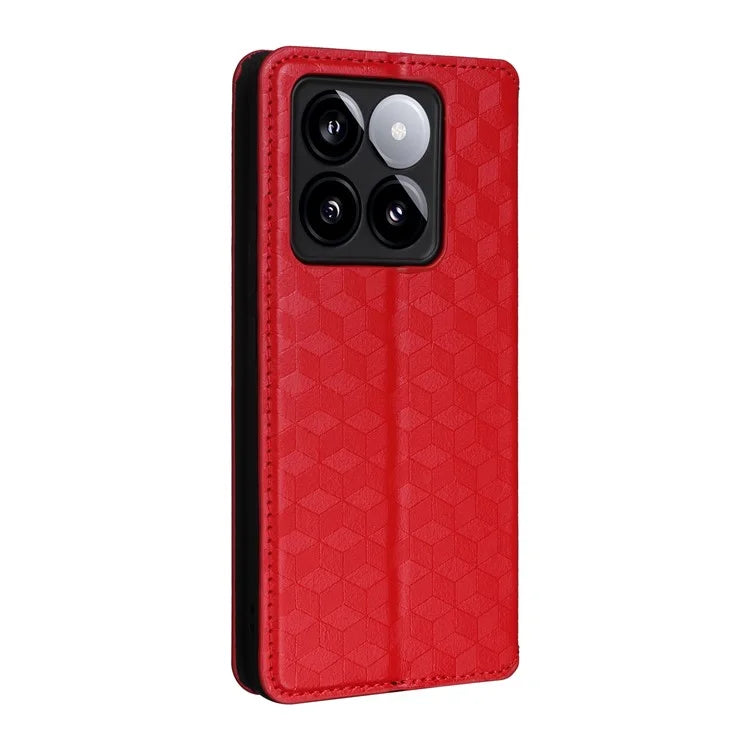 For Xiaomi 14T Wallet Case Rhombus Imprinted Leather Phone Cover