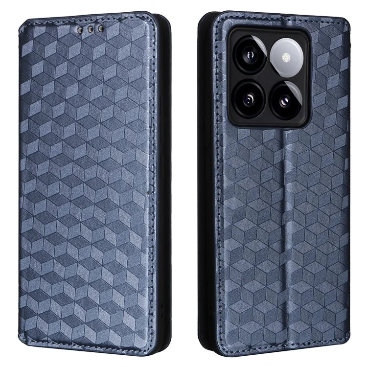 For Xiaomi 14T Wallet Case Rhombus Imprinted Leather Phone Cover